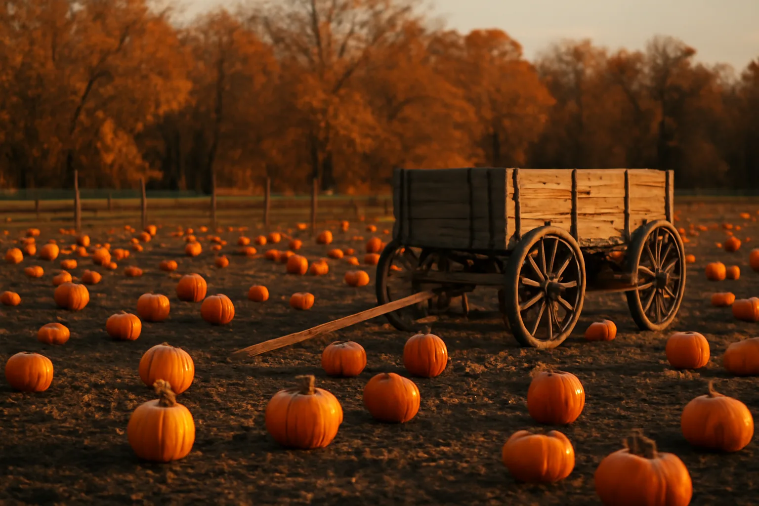 Orange pumpkins in an Arkansas field at autumn harvest