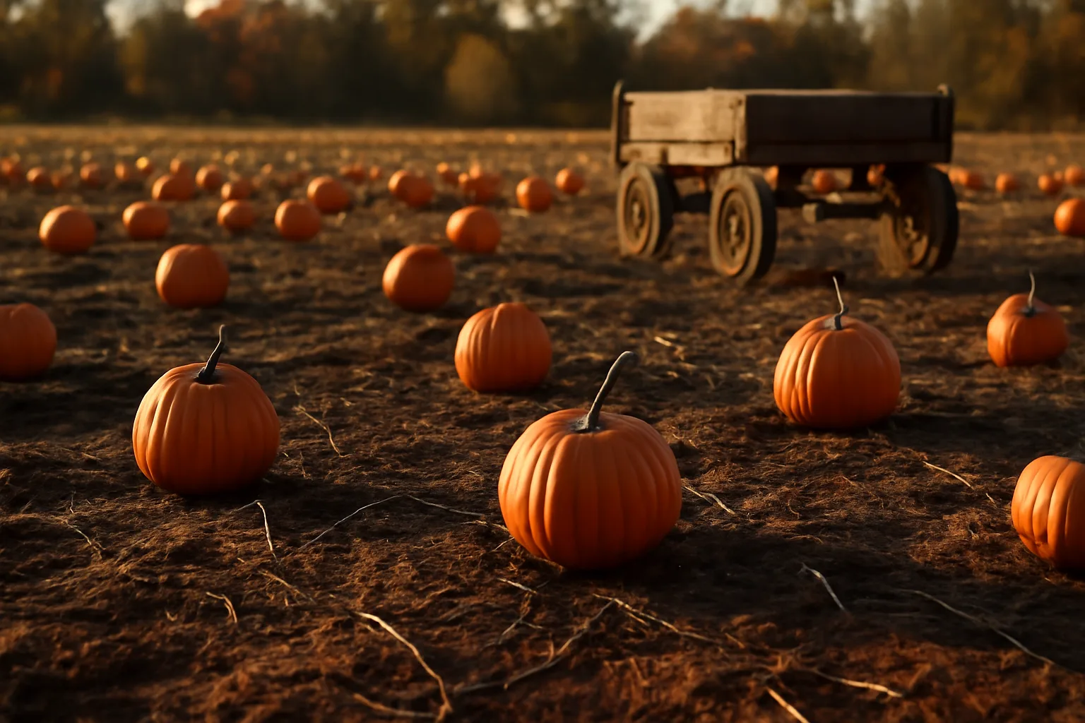 Orange pumpkins on red clay in a Georgia pick your own field